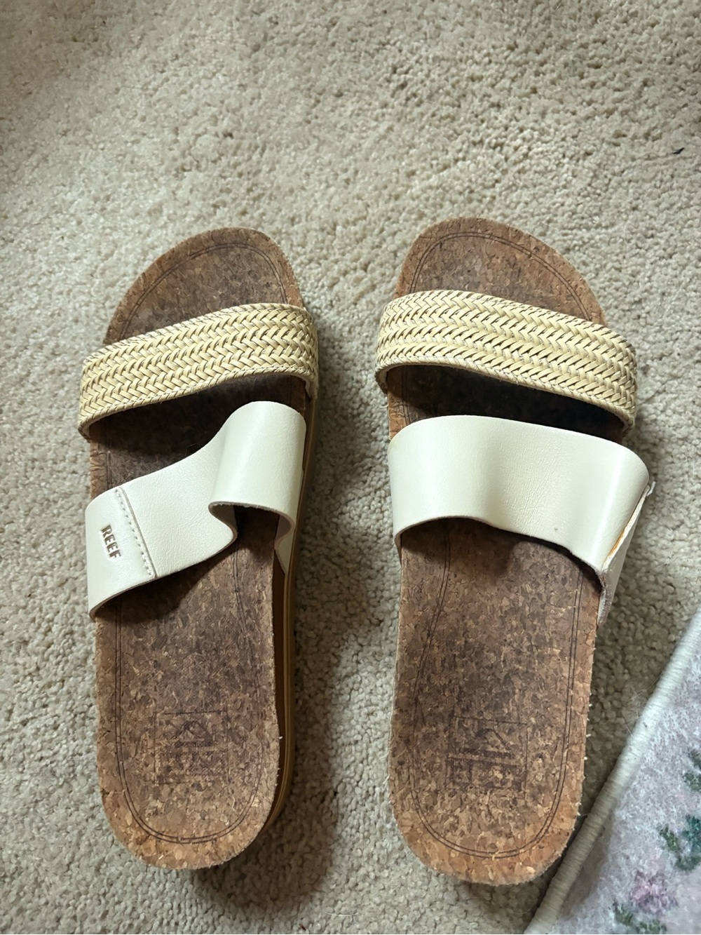Reef Women's Ivory Slide Sandals with Woven Strap